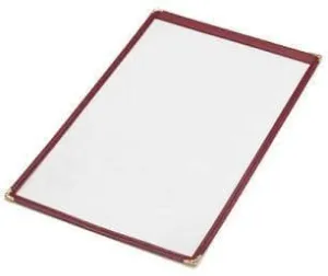 11" x 8 1/2" - Clear Stitched Cafe Menu Covers (25 covers/pack) - 1 Panel / 2 View - Black