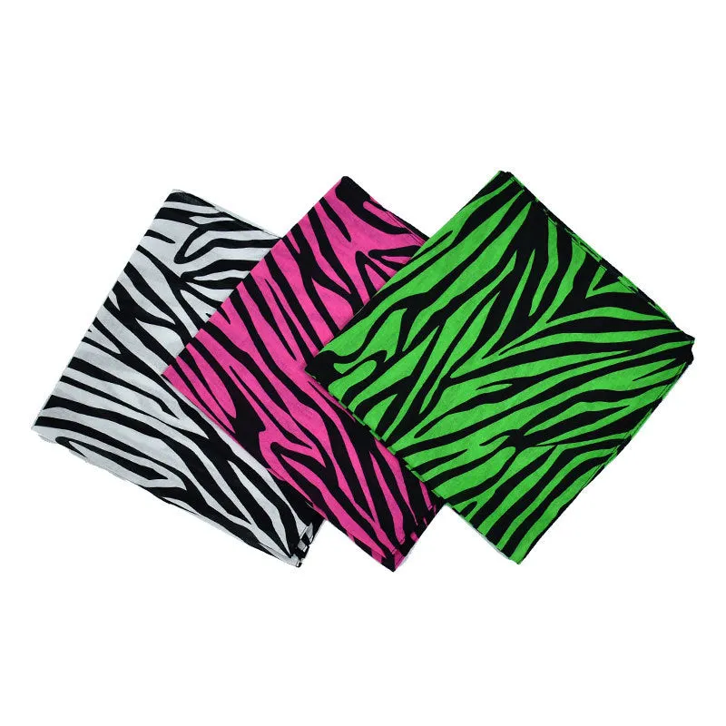 12 Pack Bandanas Street Hip Hop Fashion Ethnic Turban Headband Zebra Print Cotton Cotton Square Bandana