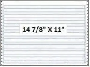 14 7/8" x 11" - 15# 1-Ply Continuous Computer Paper (3,500 sheets/carton) No Vert. Perf - 1/2" Blue Bar Hi-Lite