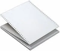 14 7/8" x 11" - 15# 4-Part Continuous Computer Paper (750 sheets/carton) No Vert. Perf, Carbon Interleaf - 1/2" Green Bar