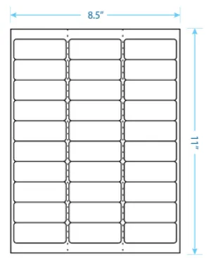 2.625" x 1"  Laser/Inkjet Labels; 30 up; (250 sheets/box) - Standard White Matte; Perforated