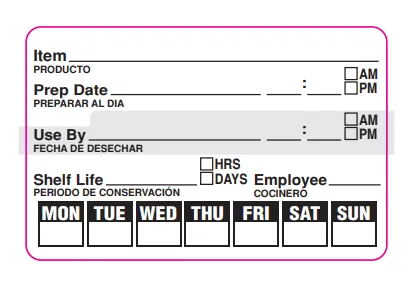 2" x 3" Paper Removable Day of the Week Labels; 500 labels/roll (Monday - Sunday) - Black