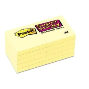 3M Super Sticky Notes, 2 x 2, Canary Yellow, 10 90-Sheet Pads/Pack