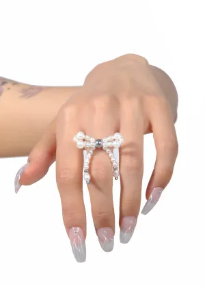 40%OFF ! Fervooor Virtual Ribbon pearl bow ring