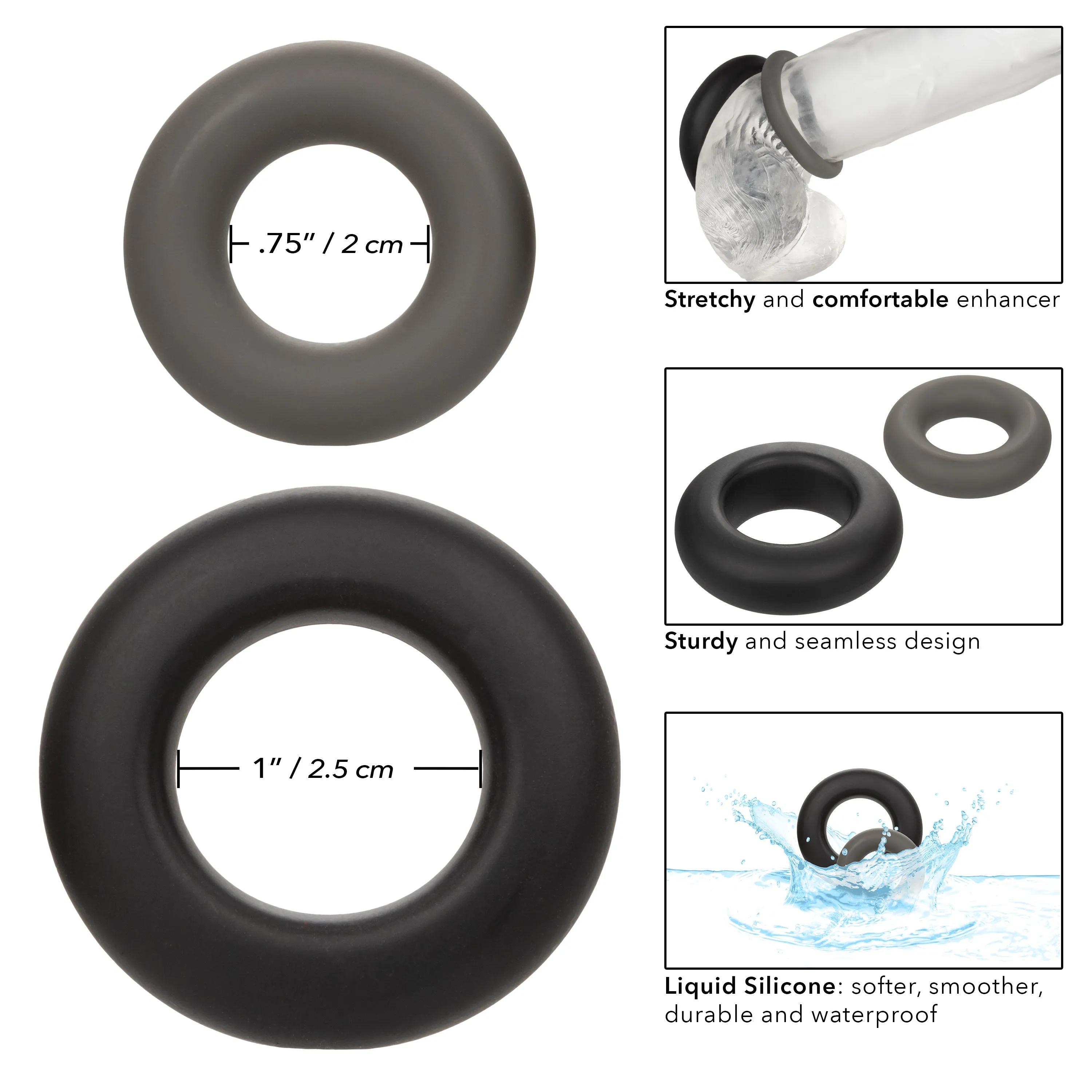 Alpha Liquid Silicone Prolong Set of 2 - Black/Gray