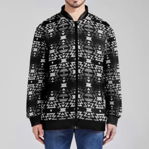 Black Fire and Gray Zippered Collared Lightweight Jacket