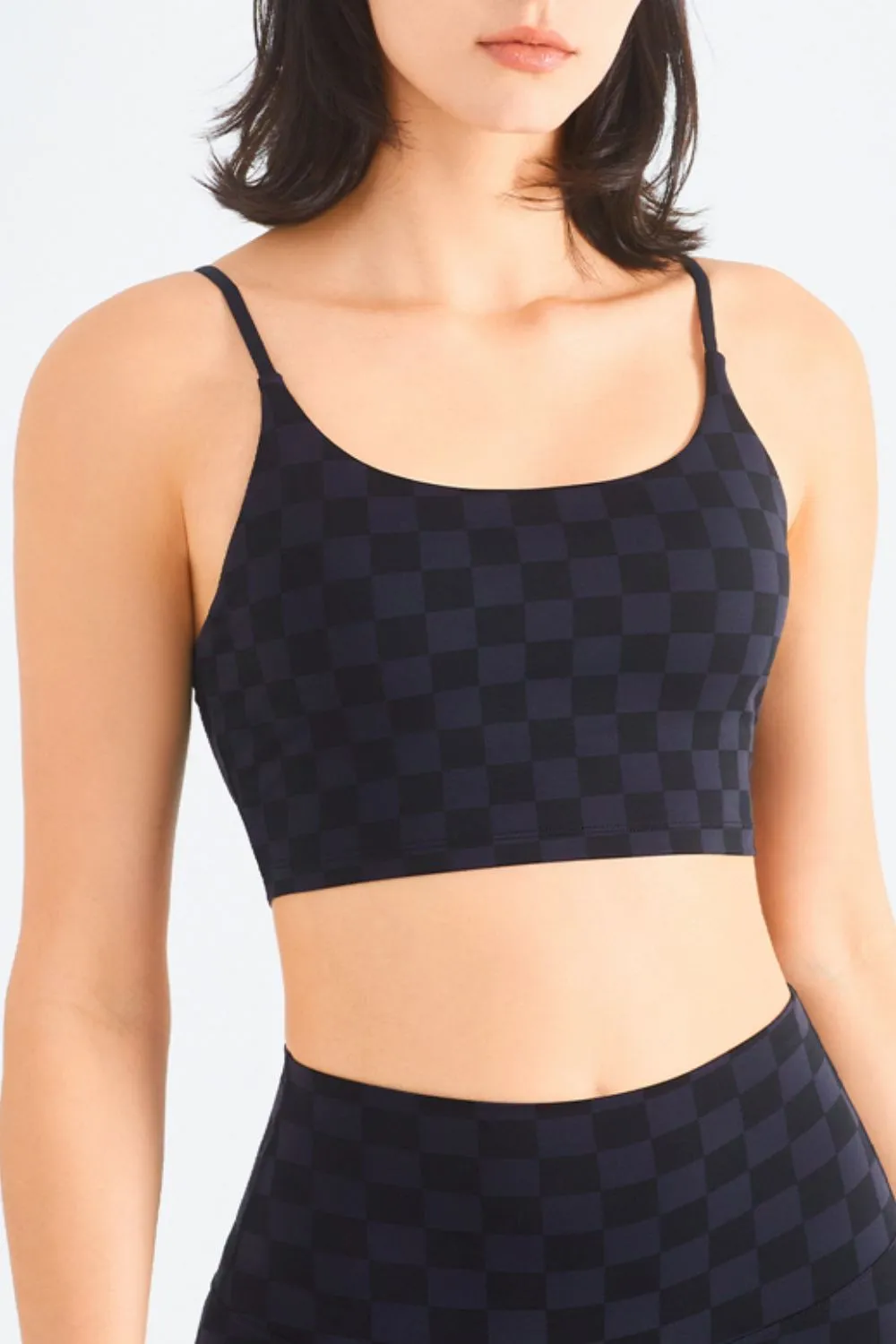 Breathable Checkered Sports Bra