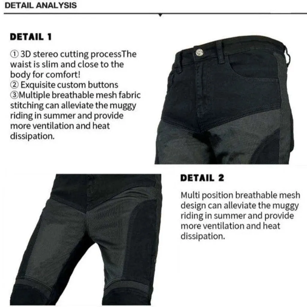 Breathable men's biker jeans