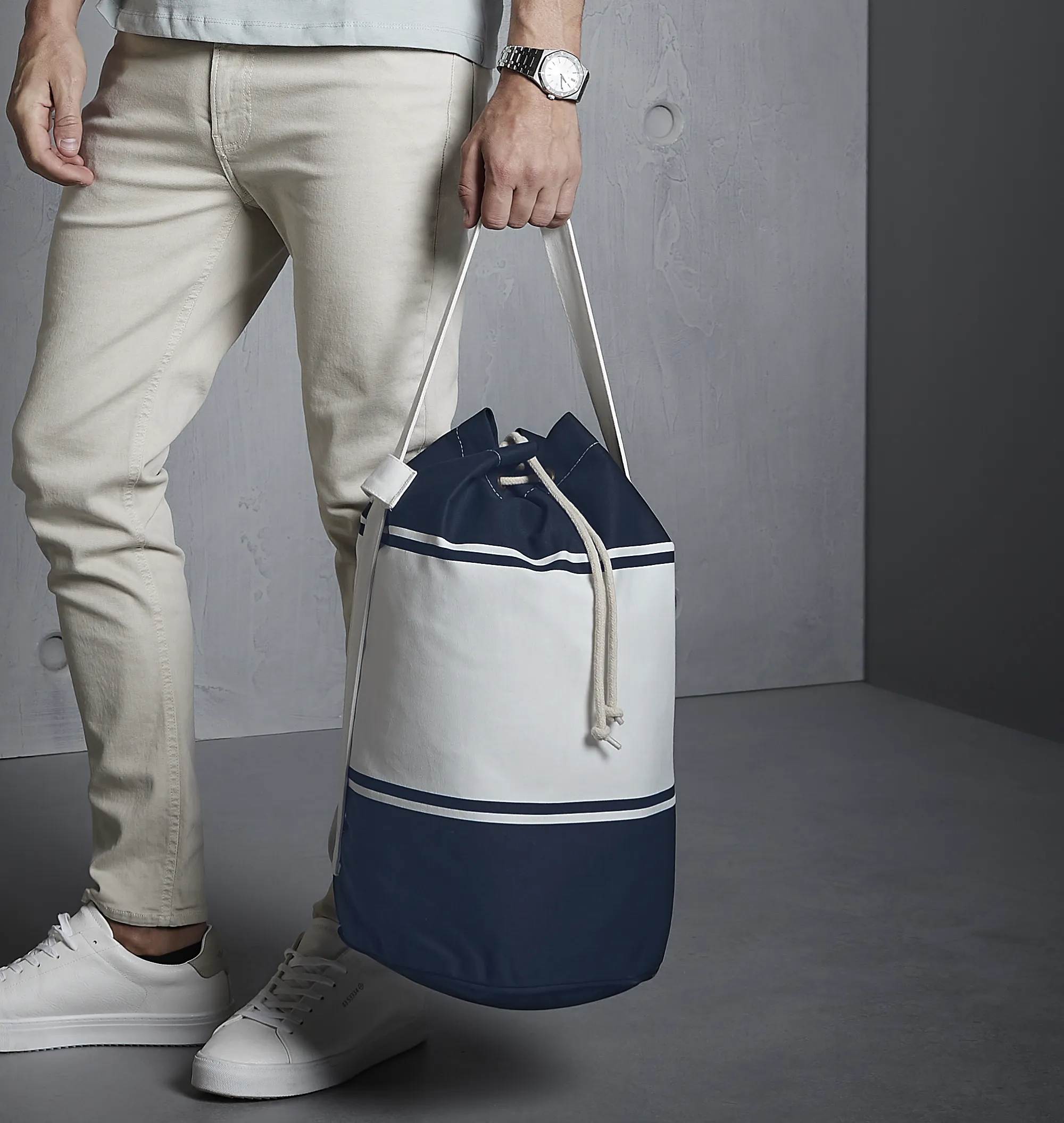 Canvas Duffle | NAVY/OFF WHITE