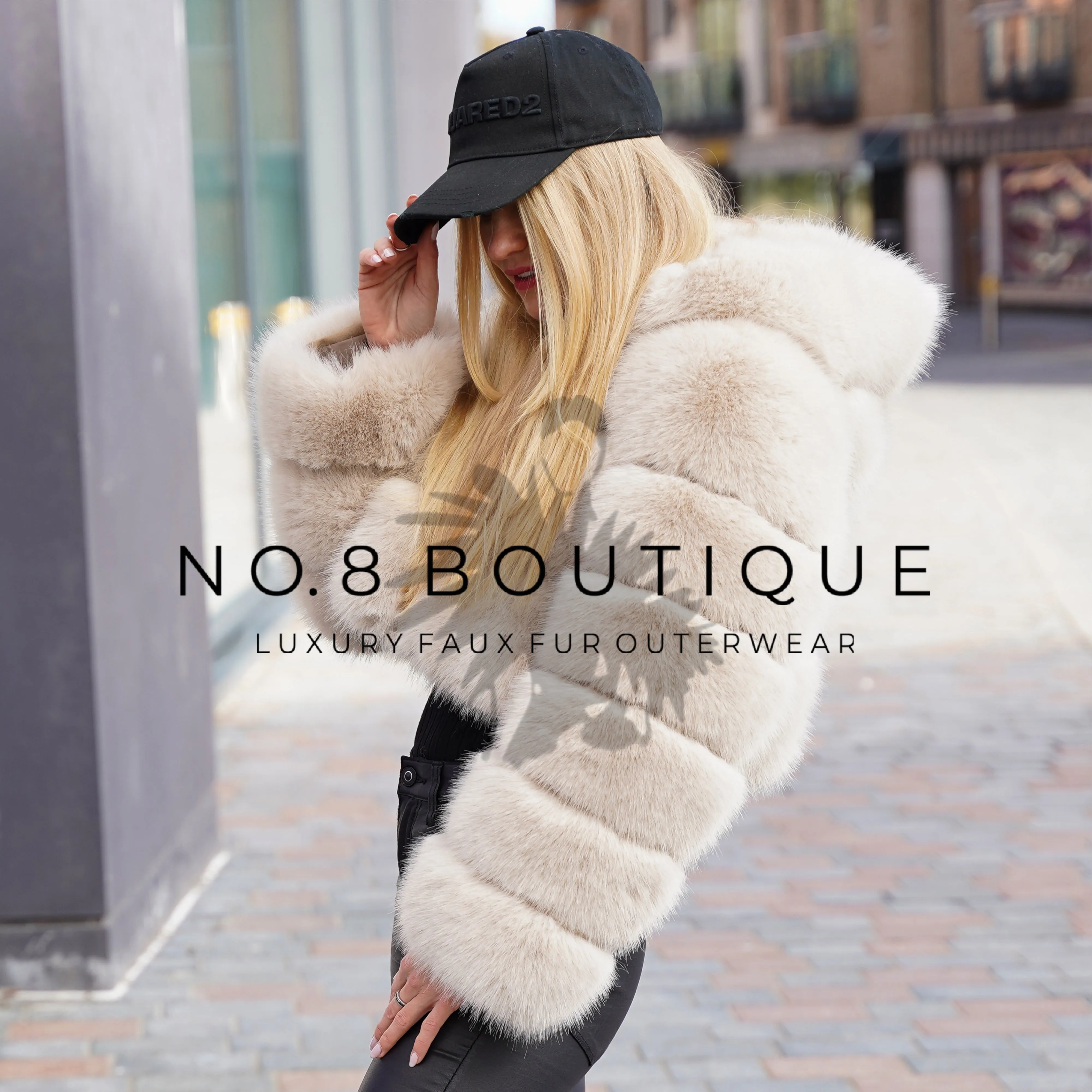 Cropped Hooded Faux Fur Jacket