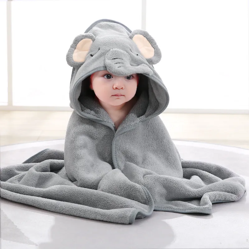 Cute Cartoon Hugging Quilt Coral Fleece Hooded Bath Towel