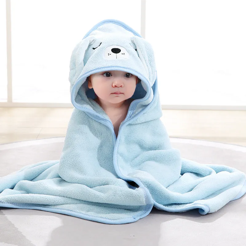 Cute Cartoon Hugging Quilt Coral Fleece Hooded Bath Towel