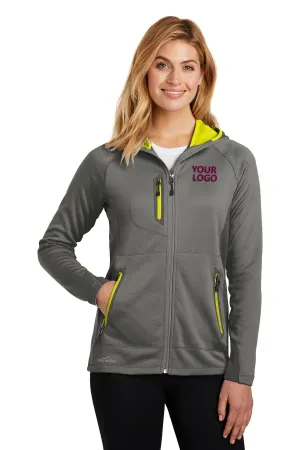 Eddie Bauer Ladies Sport Hooded Customized Fleece Jackets, Metal Grey