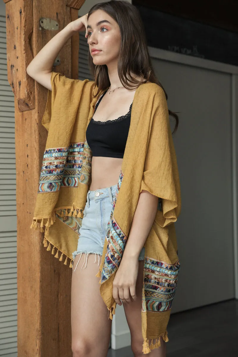 Embroidered Geometric Kimono