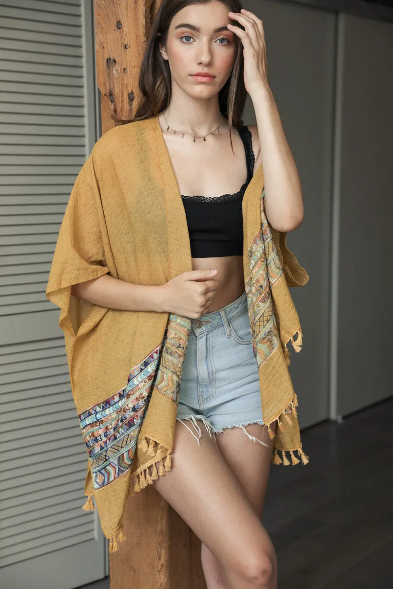 Embroidered Geometric Kimono