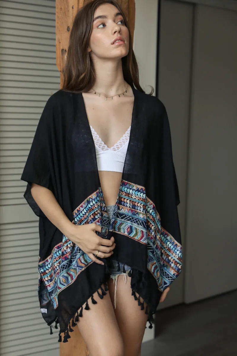 Embroidered Geometric Kimono