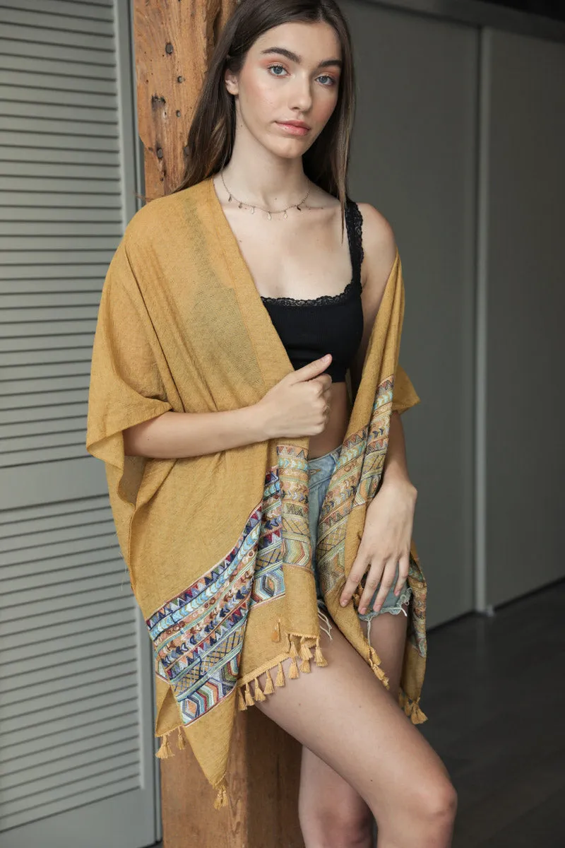 Embroidered Geometric Kimono