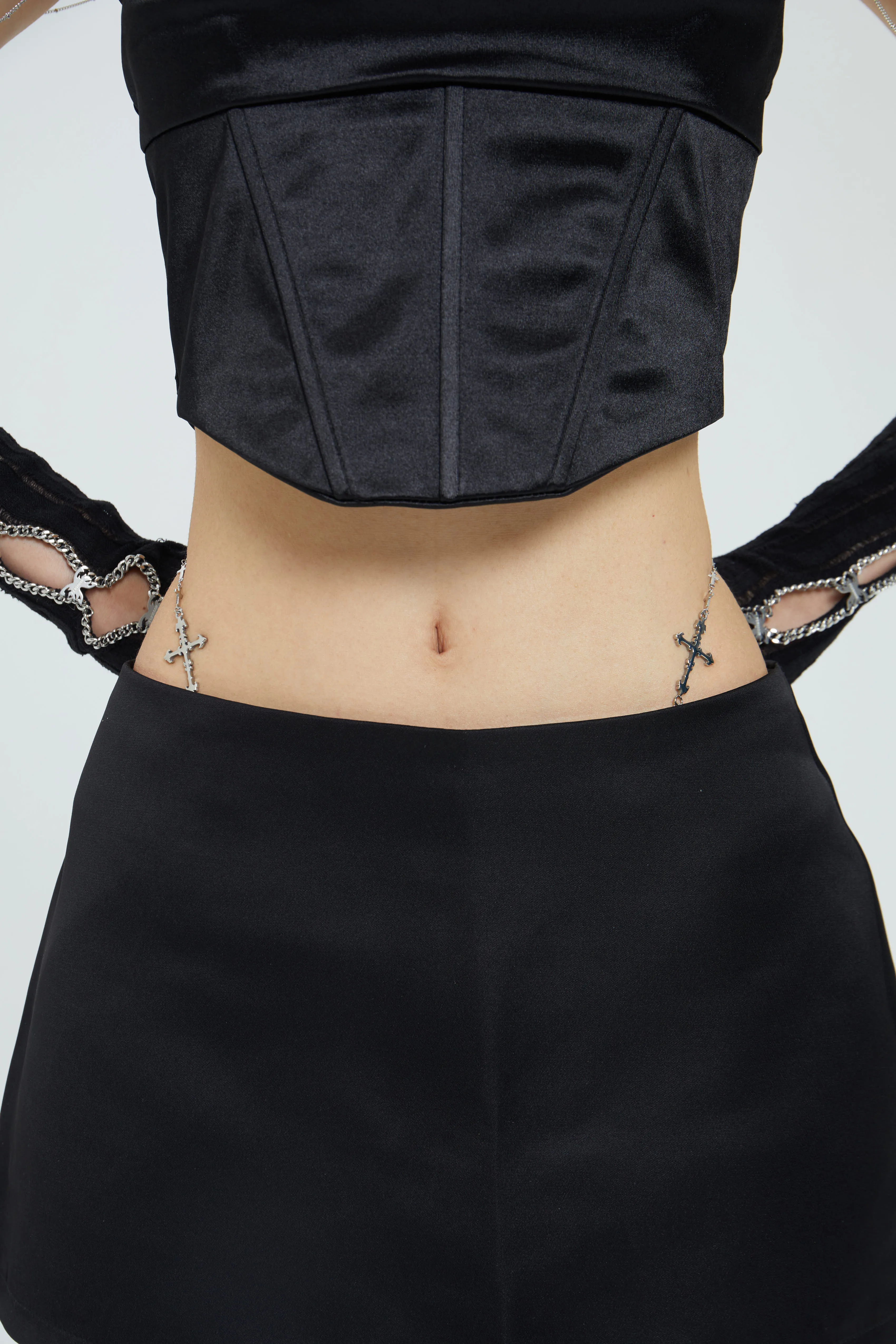 Fervooor chrome heart lily crucifix chain underwear