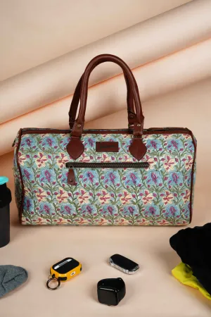 Galway Gemstone Hand Block Printed Blue Duffle Bag