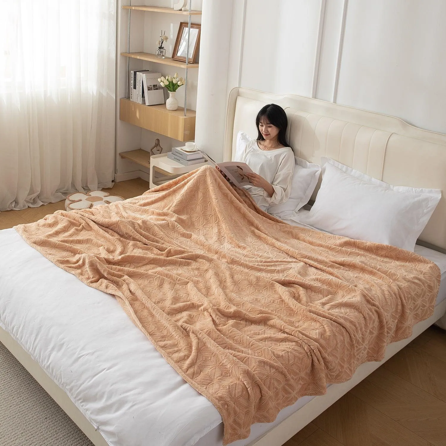 HOKIPO AC Blanket Double Bed Queen, 200x230 cm / 6.5x7.5 feet, Beige