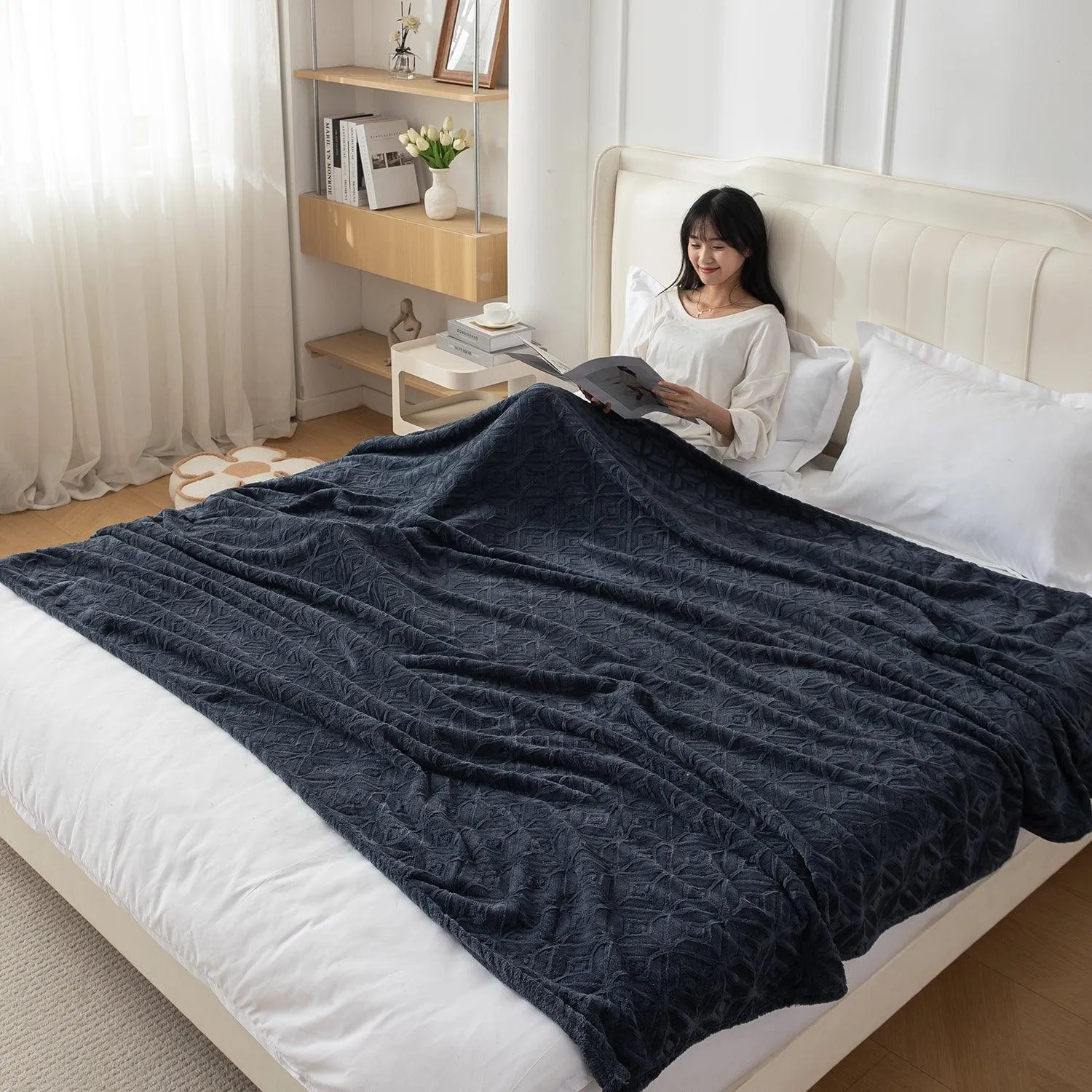 HOKIPO AC Blanket Double Bed Queen, 200x230 cm / 6.5x7.5 feet, Dark Grey