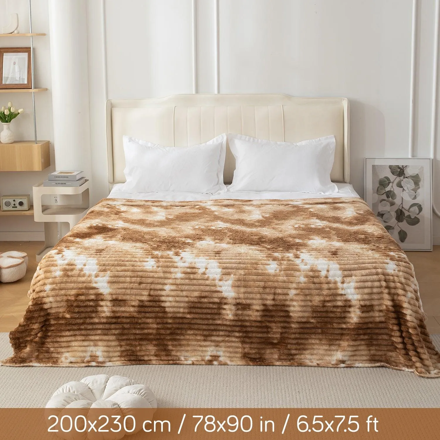 HOKIPO Gradient AC Blanket Double Bed Queen, 200x230 cm / 6.5x7.5 feet, Beige