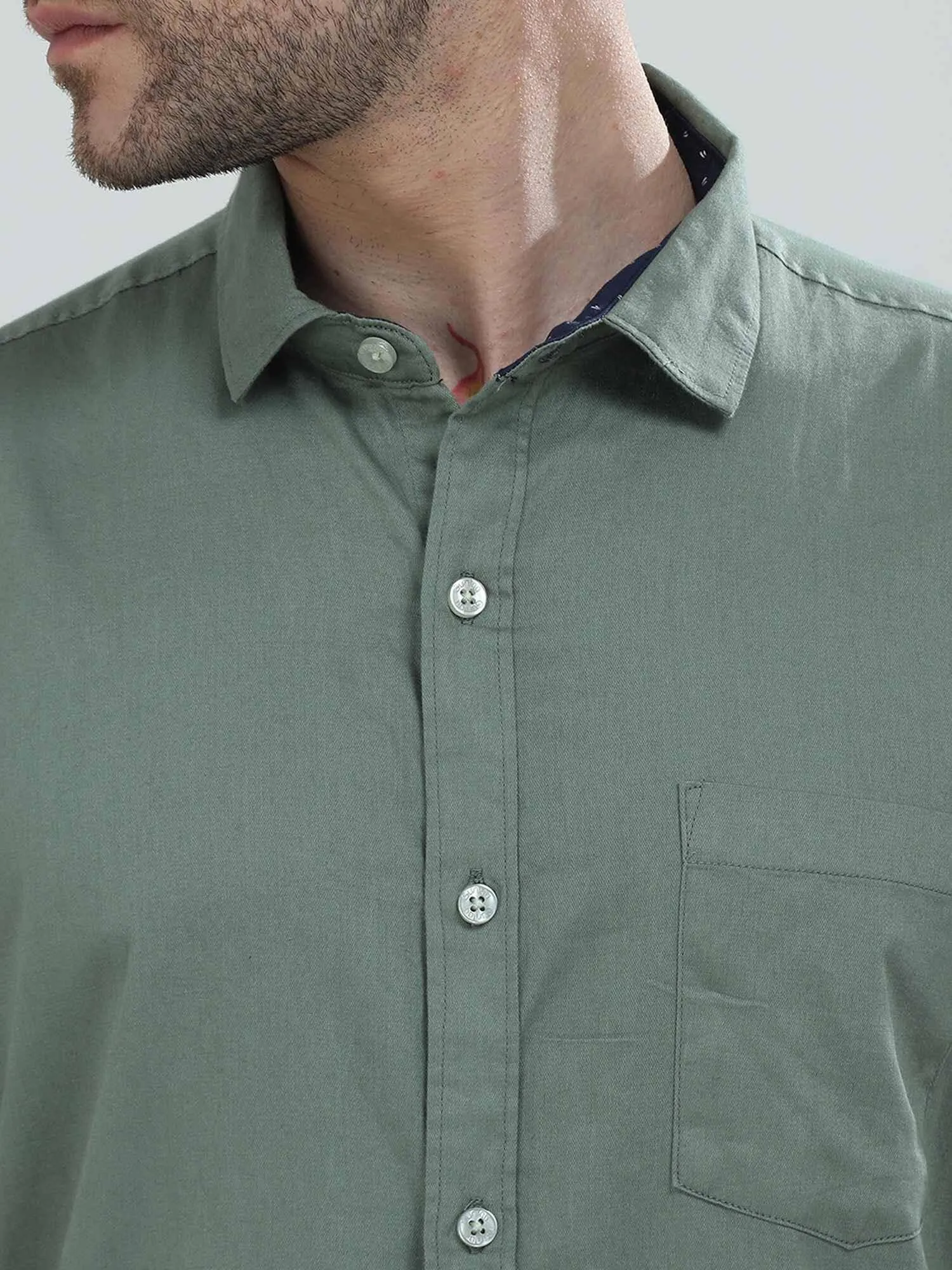 Hunter Green Solid Half Sleeve Shirt