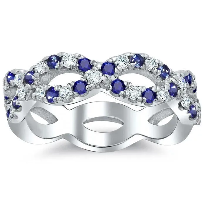 Infinity Sapphire and Diamond Wedding Ring