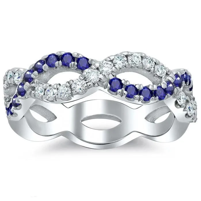 Infinity Sapphire and Diamond Wedding Ring