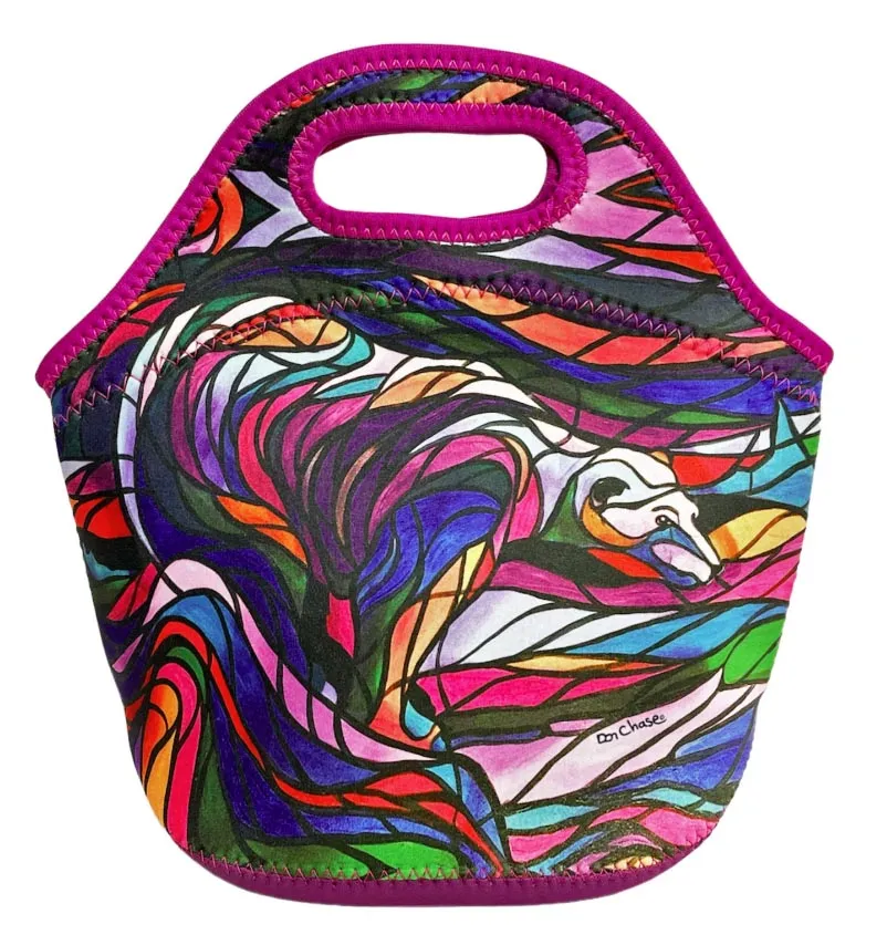 Insulated, Neoprene Lunch Bag with "Salmon Hunter" artwork by Native Artist, Don Chase