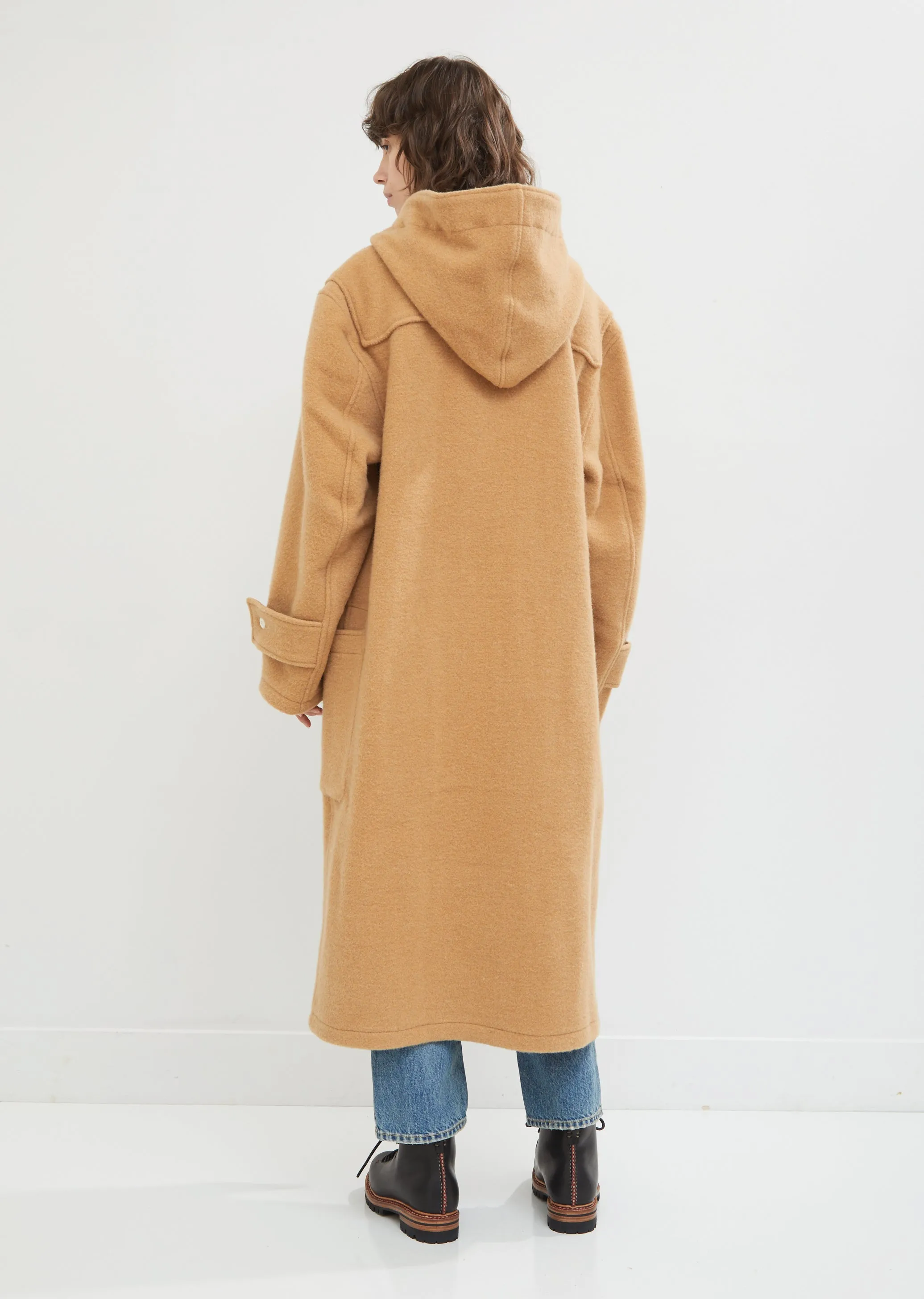 Long Camel Wool Toggle Coat