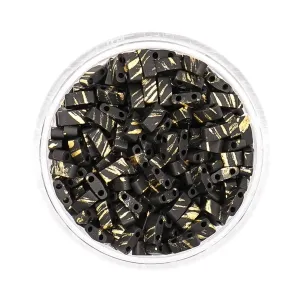 MARBLE BLACK AND GOLD - Miyuki Half Tila Beads | HTL7027