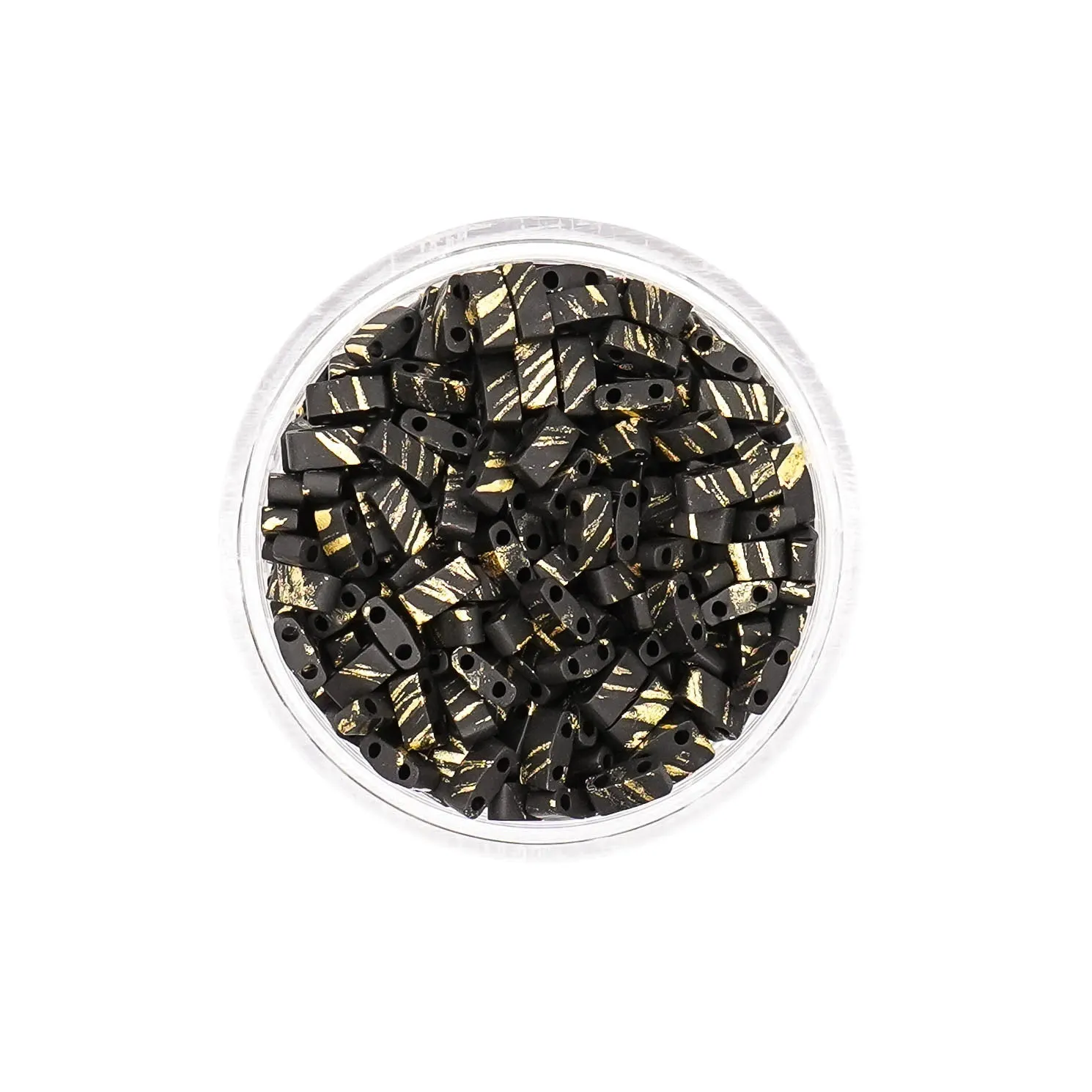 MARBLE BLACK AND GOLD - Miyuki Half Tila Beads | HTL7027