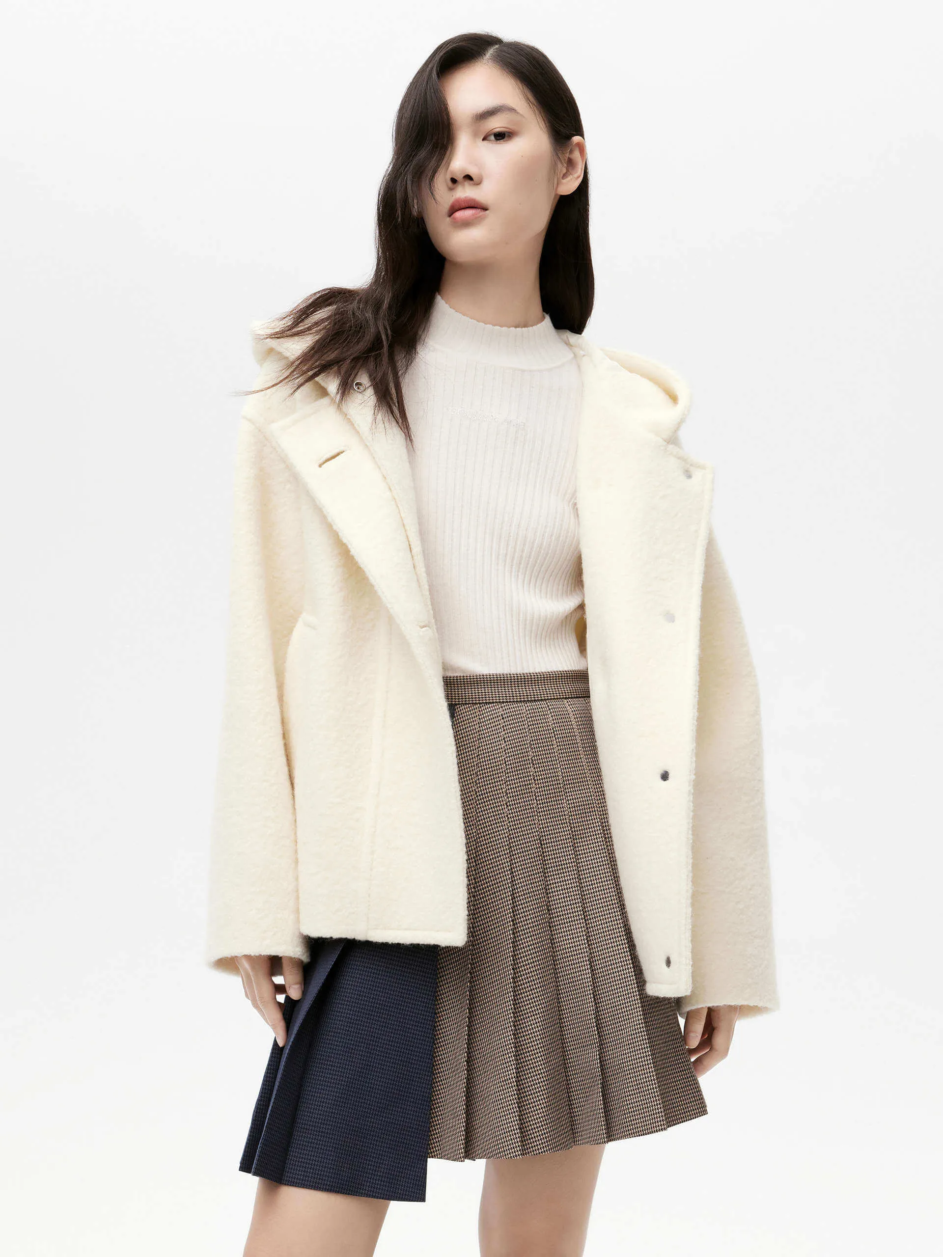 Merino Wool Cropped Coat