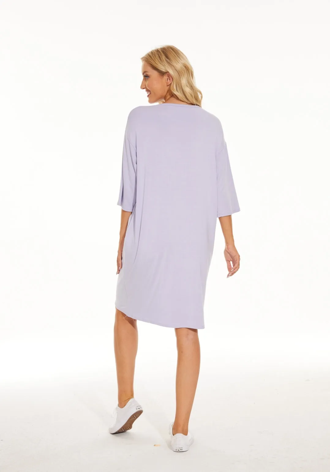 MM EVERYTHING TSHIRT DRESS - LILAC CREW NECK