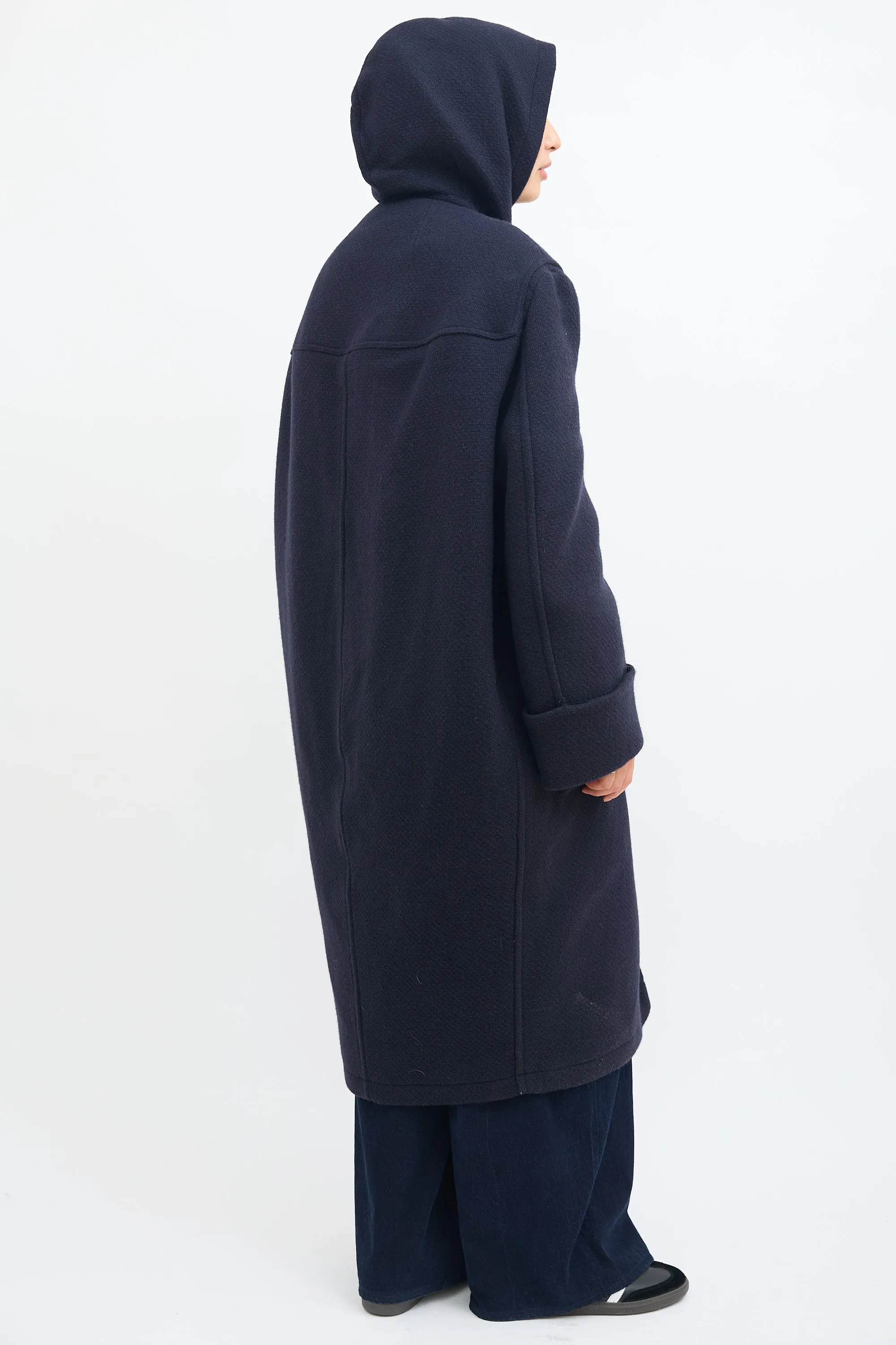 Navy Wool Cuffed Duffle Coat