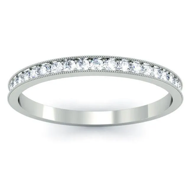 Pave Half Round Diamond Eternity Rings Milgrain