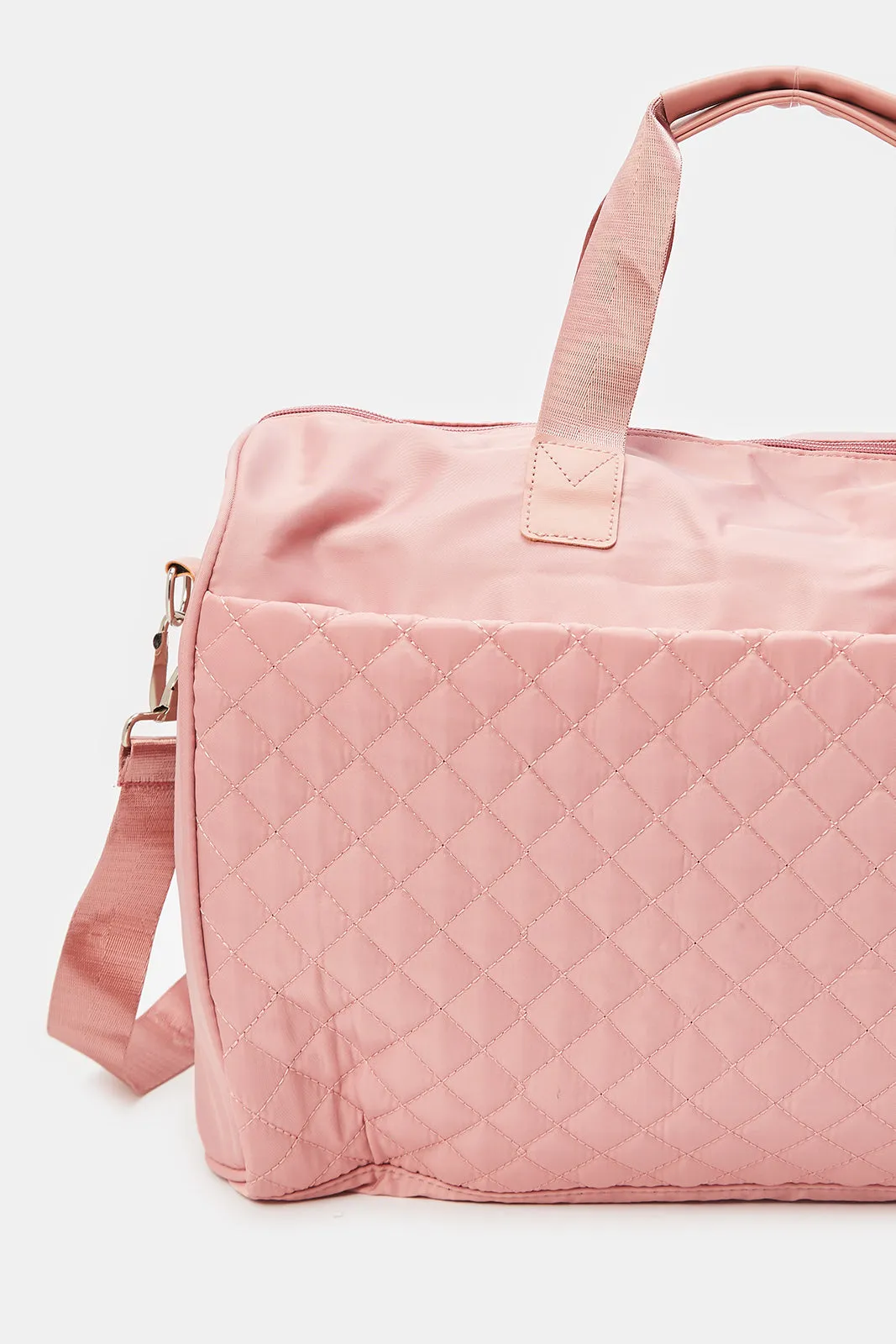 Pink Textured Duffle Bag