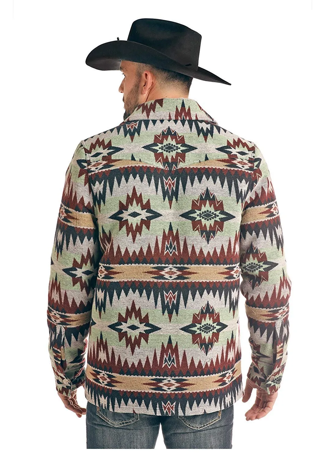 Powder River Outfitters Men's Aztec Commander Wool Jacket - 92-2639, Green