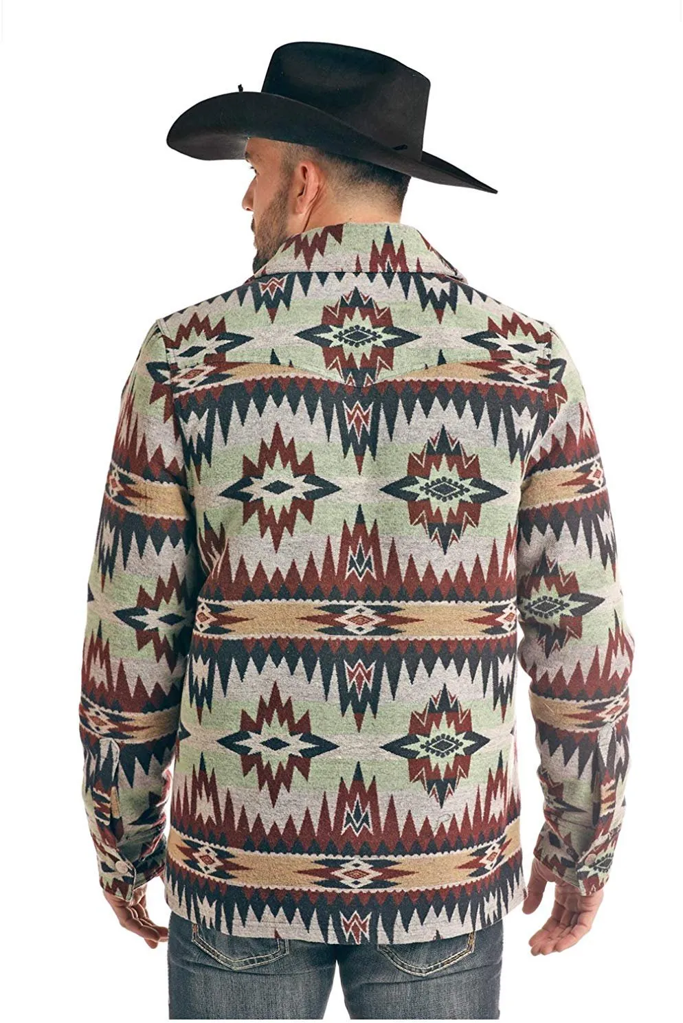 Powder River Outfitters Men's Aztec Commander Wool Jacket - 92-2639, Green