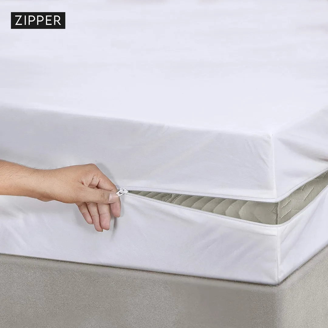 Premium Terry Cotton 100% Waterproof Zipper Mattress Protector In Blue Color