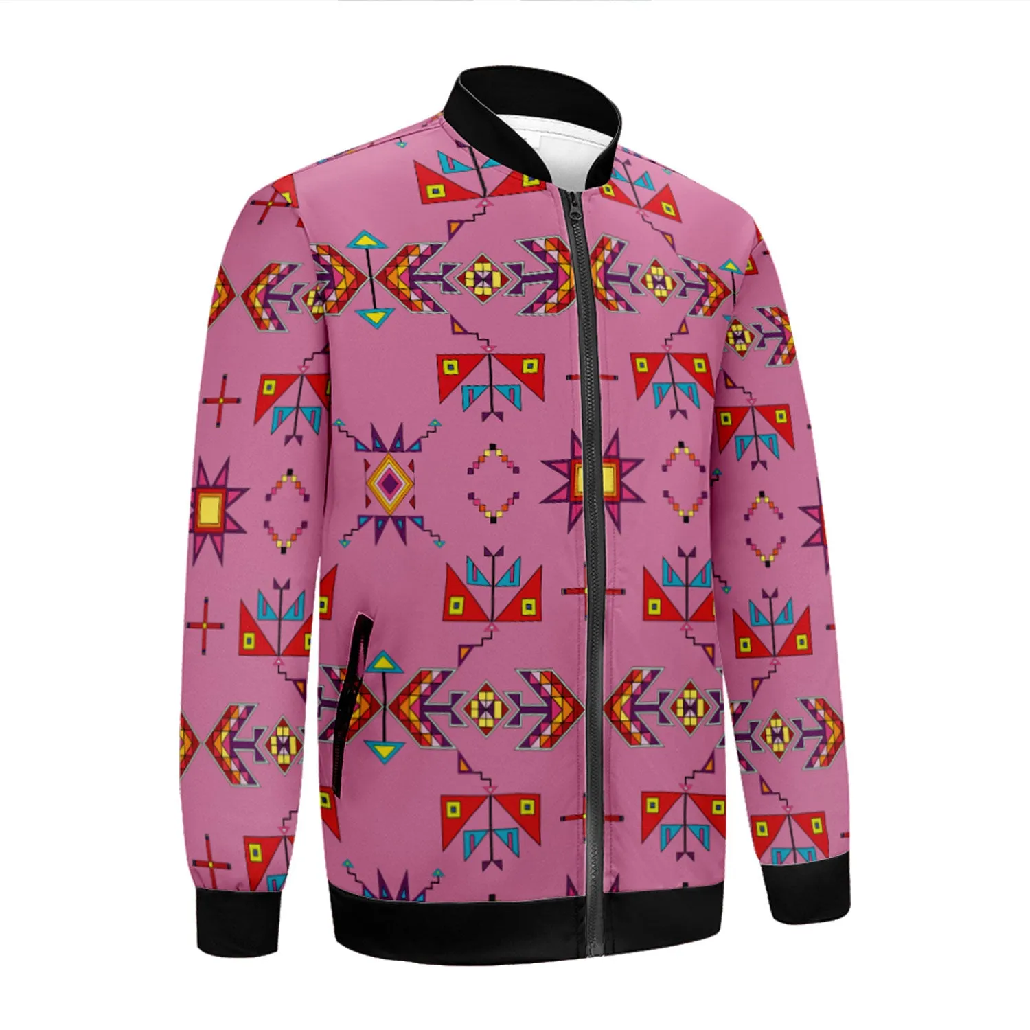 Scattered Generations Pink Zippered Collared Lightweight Jacket