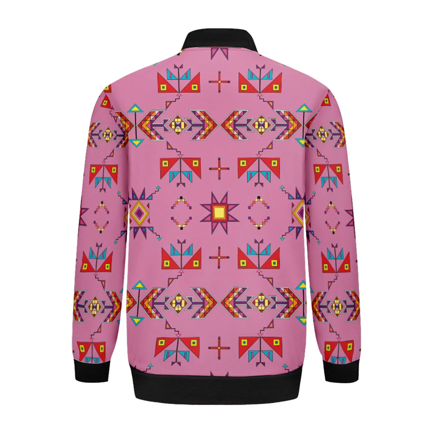 Scattered Generations Pink Zippered Collared Lightweight Jacket