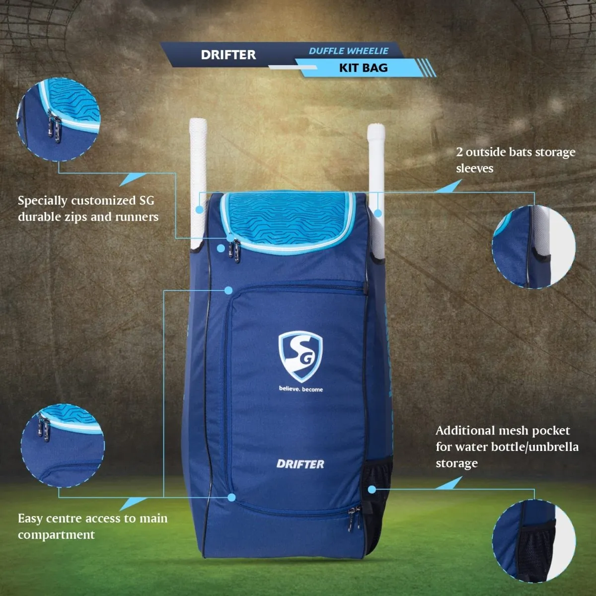 SG Drifter Duffle Wheelie Cricket Kit Bag