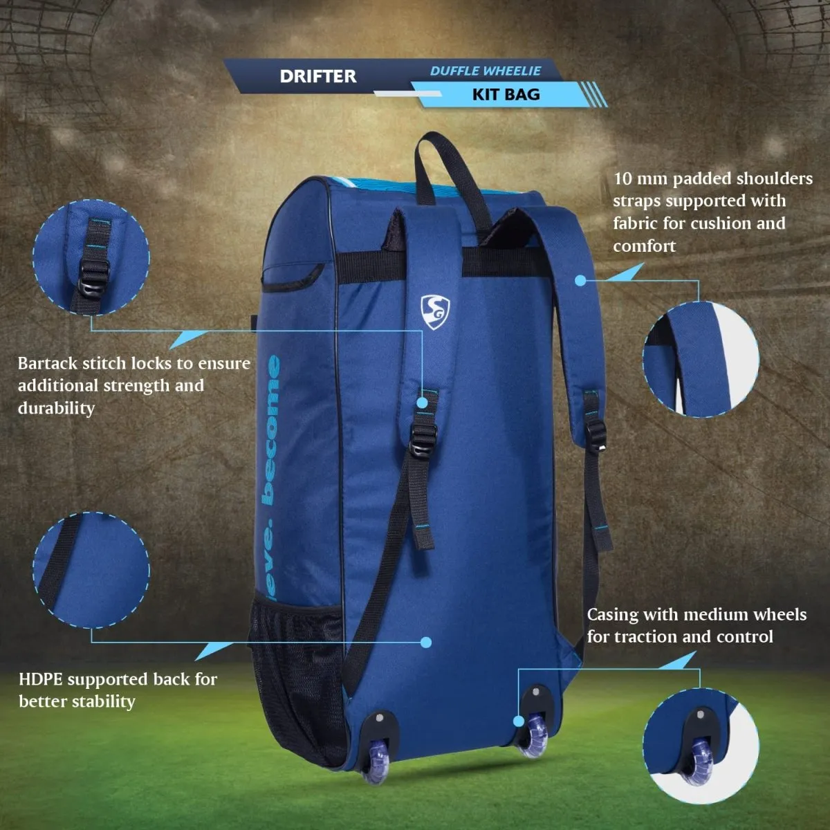 SG Drifter Duffle Wheelie Cricket Kit Bag