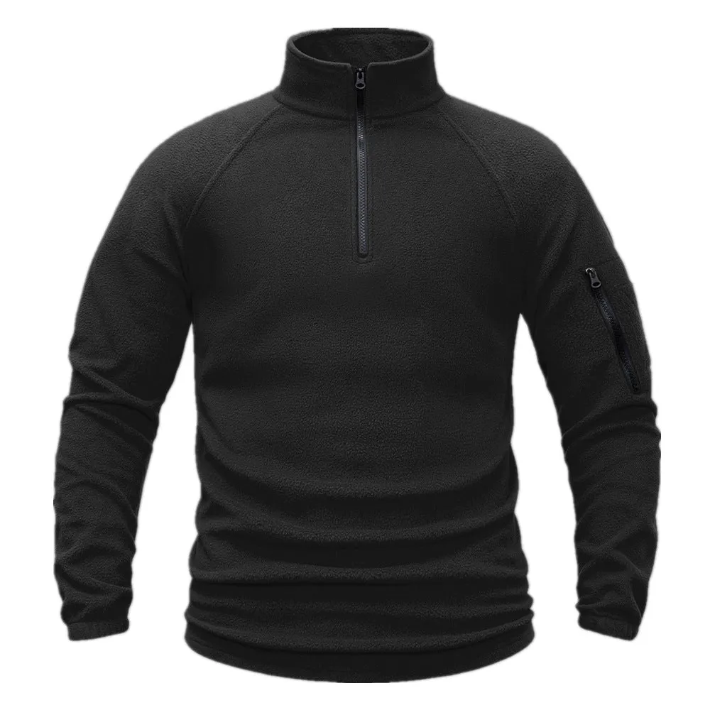 TACTICAL FLEECE JACKET MEN'S POLAR FLEECE WARM AUTUMN/WINTER SOLID COLOR FLEECE HOODIE STAND UP COLLAR COAT