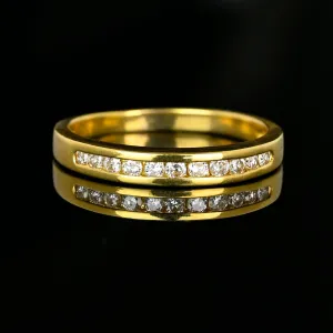 Vintage Half Eternity 14K Gold Diamond Wedding Ring Band